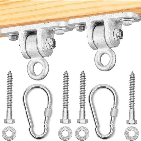 Swing Set Hangers - 2 Heavy Duty Brackets with Locking Snap Hooks for Porch, Pat - Picture 1 of 7